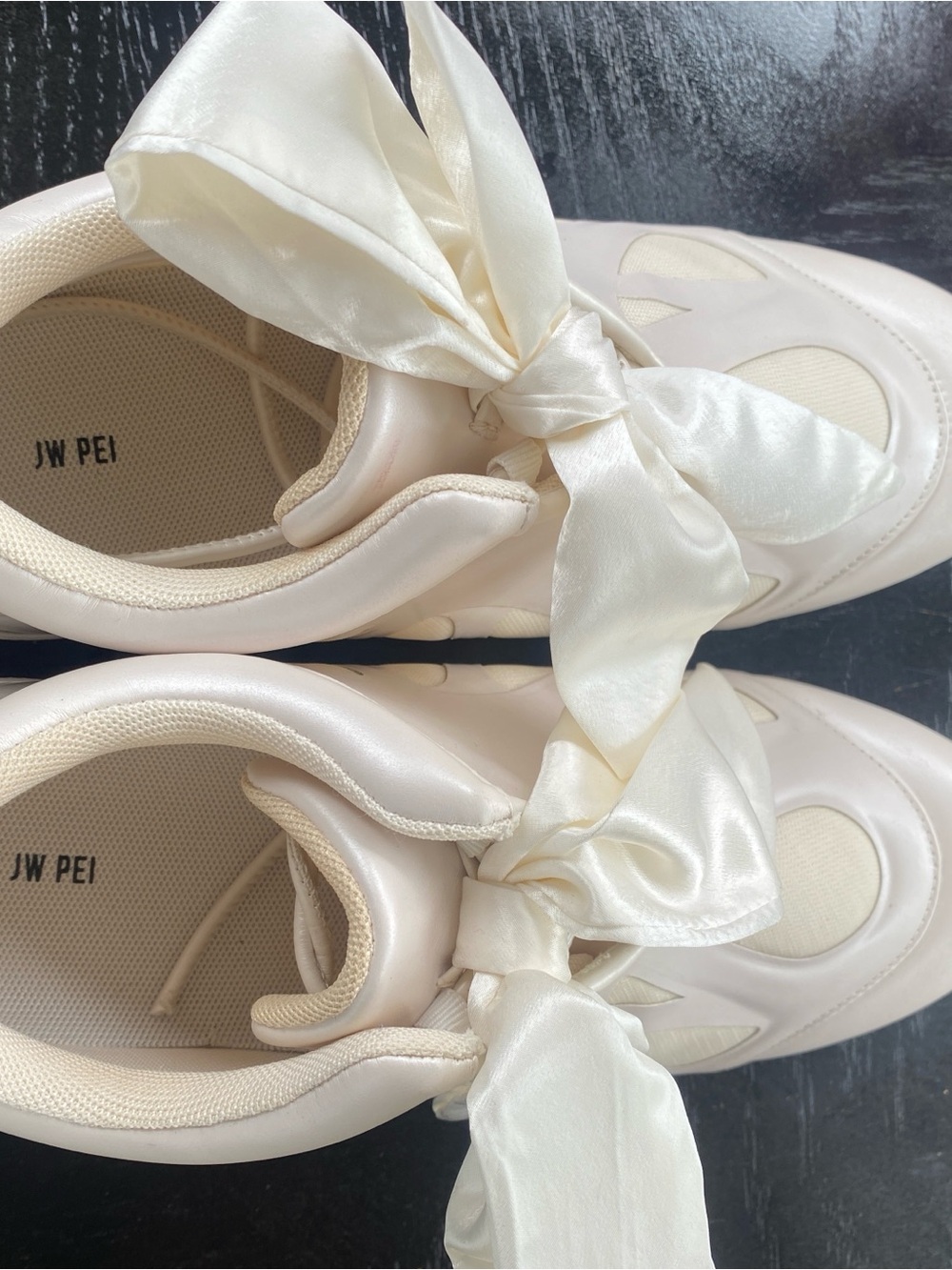 JW PEI Satin Bow Ivory Sneakers - Women